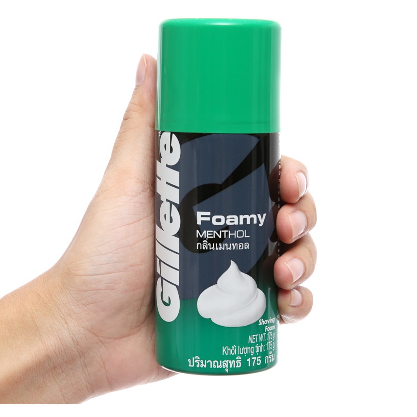 Kem Bọt cạo râu Gillette hương Bạc Hà 175g - Foamy Menthol Lime 175ml