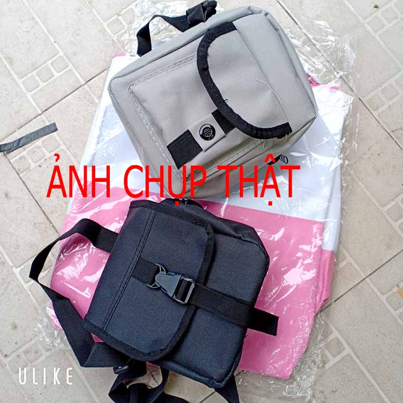 ⚡ unisex Đen xám ⚡ Túi Vải Đeo Chéo Nam Nữ Chất Kaki Bố có nút và dây kéo, kèm ảnh chụp thật