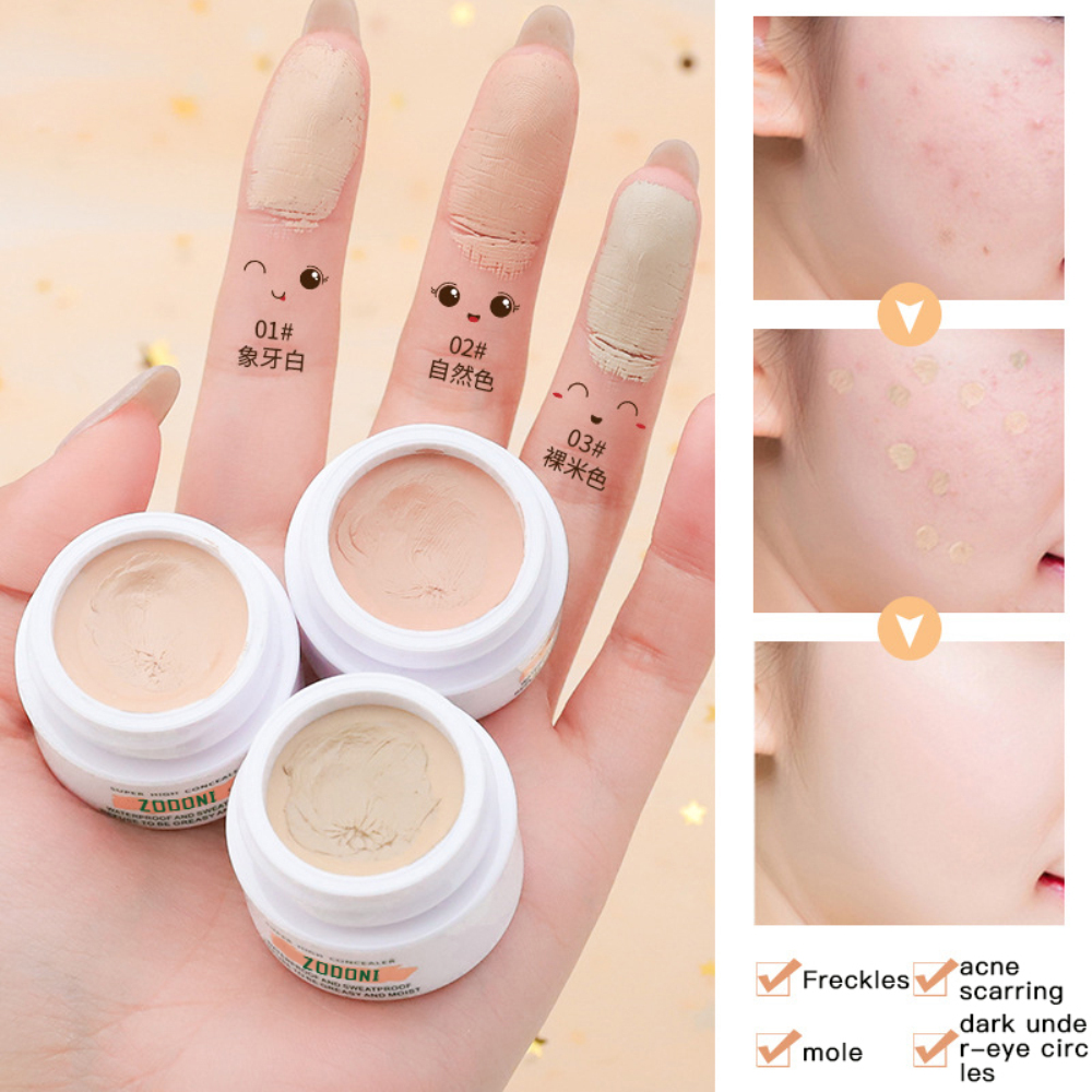 [ready] BODONI Clear Repair Jade Face Concealer Concealer Cover Dark Circles, Acne Marks and Spots Waterproof Three-color Foundation Cream -beauty