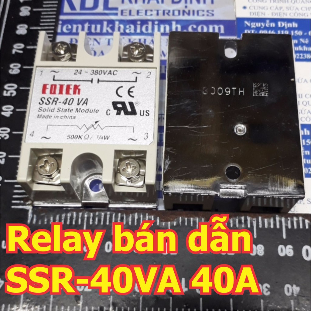 Relay bán dẫn, Solid state Relay SSR-40VA OUT: 24-380VAc 40A, IN: 500KOhm, 1/4W kde5407