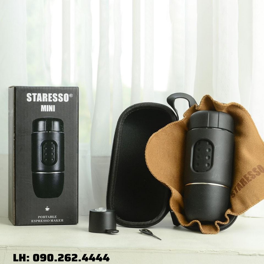 Máy pha cà phê cầm tay cao cấp STARESSO MINI chính hãng pha cafe espresso tại nhà rất nhanh tiện lợi khi đi du lịch