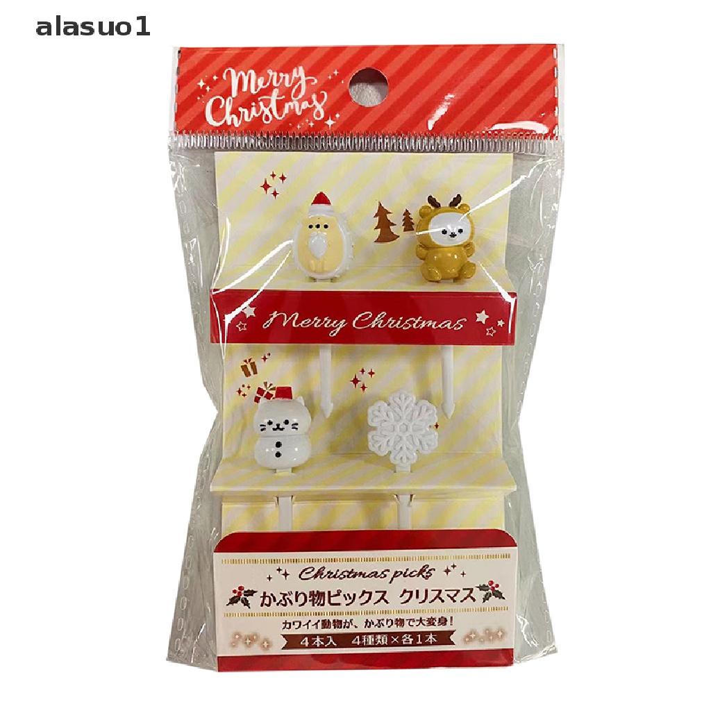 [alasuo1] Nĩa Ăn Trái Cây / Bánh Ngọt Bằng Nhựa Cỡ Nhỏ Hình Hoạt Hình Sáng Tạo Giáng Sinh [V