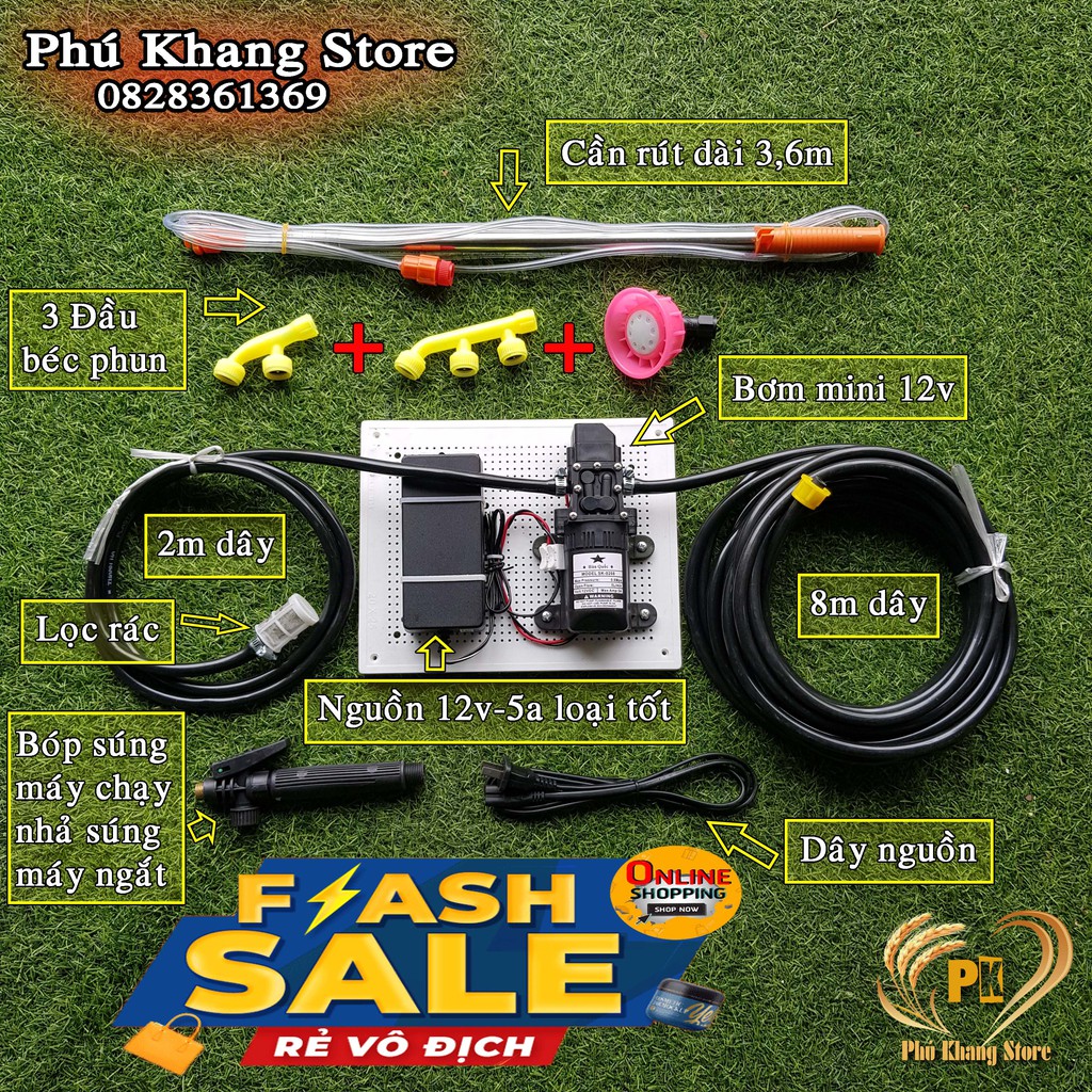 Trọn Bộ Máy Bơm mini 12v TƯỚI LAN, Tưới Cây Cảnh​