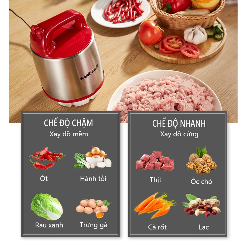 Máy xay thịt 6 lít 1000W rau và thịt bằng thép không ,tỏi ớt, rau củ quả, máy xay đa năng