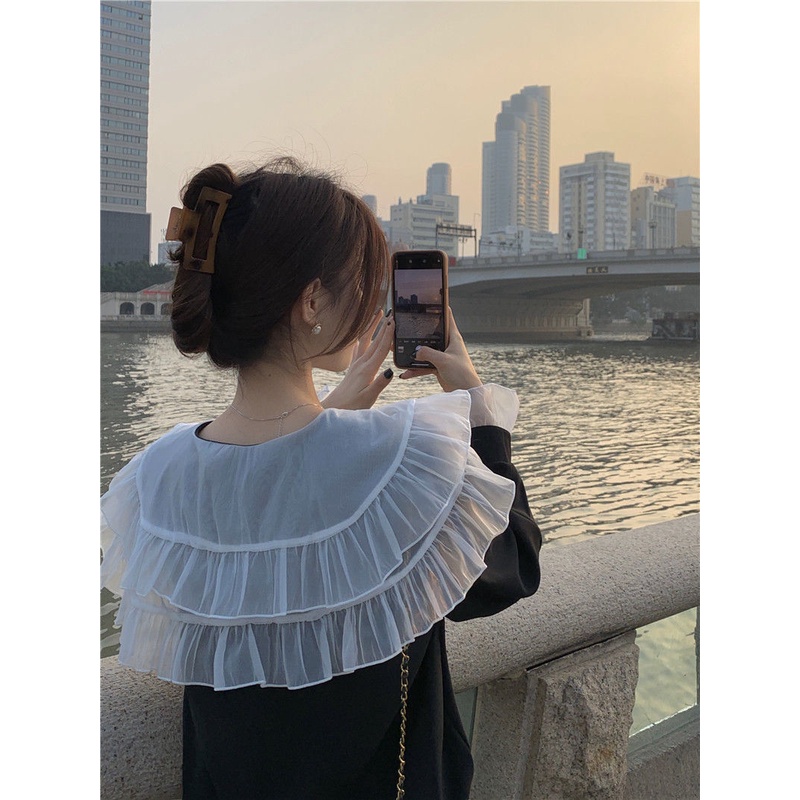 Áo Sơ Mi Tay Loe Cổ Búp Bê Thời Trang Hàn Quốc Dành Cho Nữ