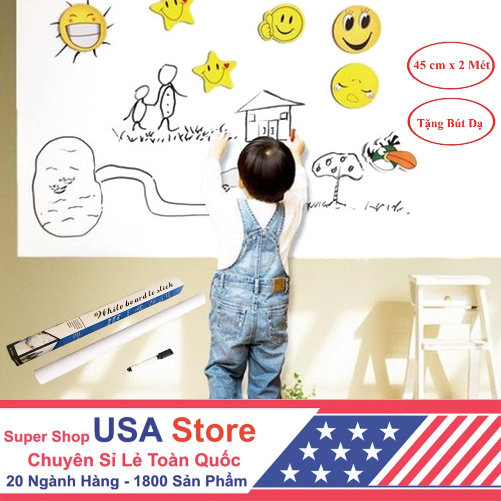 Bảng Trắng Thông Minh Dán Tường Học Tập, Họp Văn Phòng - Decal Bảng Viết Phấn, Bút Dạ ... Có Thể Xóa