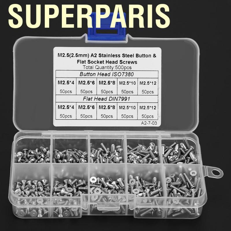 Hộp 500 ốc vít lục giác M2.5*4\M2.5*6M2.5*8\M2.5*10\M2.5*12