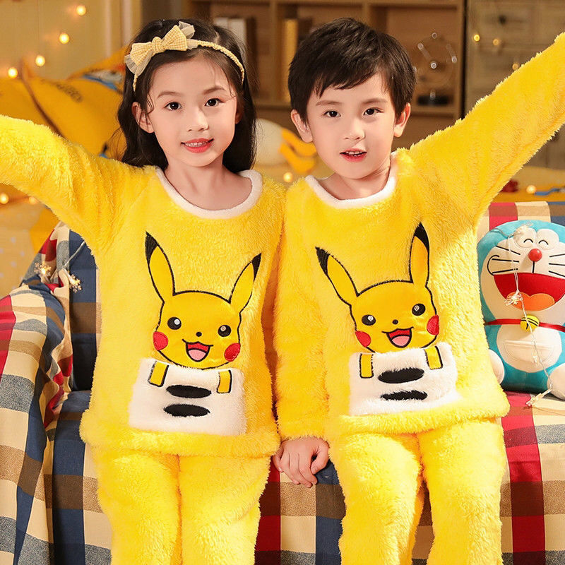 Bộ Quần Áo Ngủ Tay Dài Chất Len Lông Cừu Ấm Áp Thiết Kế Xinh Xắn Đáng Yêu Cho Bé