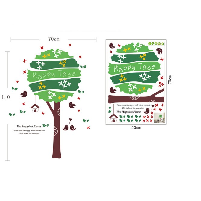 Decal dán tường - Thân Cây Sọc Xanh lá