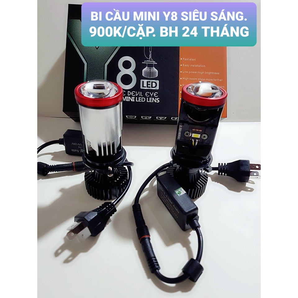 Đèn LED Bi Cầu Mini Led Y8 lắp oto - xe máy, CS 42W/bóng, Siêu Sáng, siêu bền