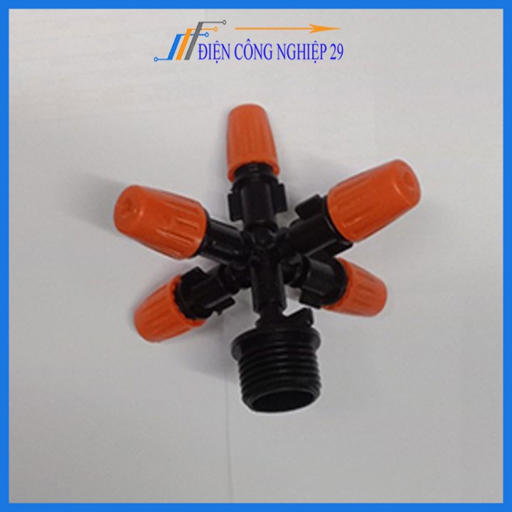 Béc phun sương 5 cửa có van áp chống nhỏ giọt dùng ống phun sương 8mm