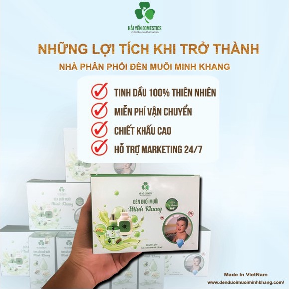 Đèn đuổi muỗi bằng tinh dầu Minh Khang + 2 lọ tinh dầu - Có video quay thật