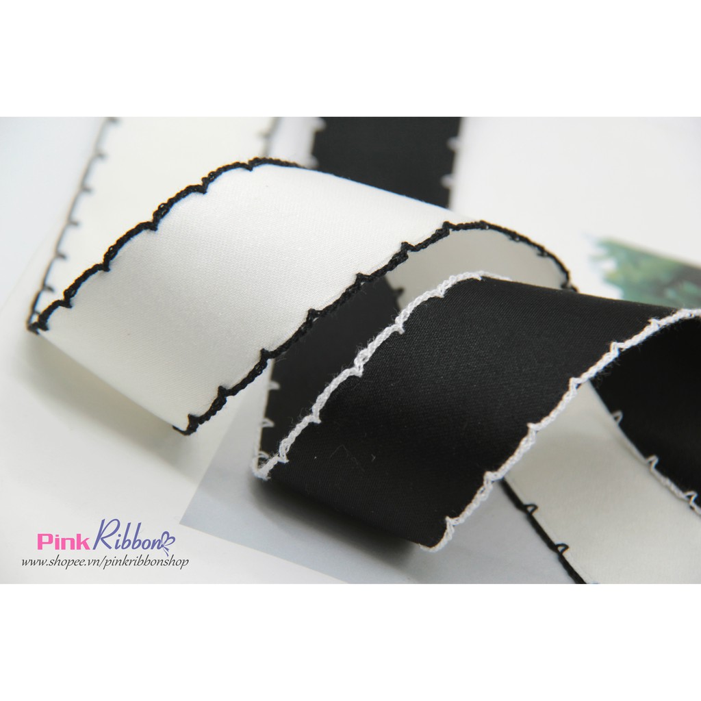 Lụa mờ thêu viền bô đê 32mm