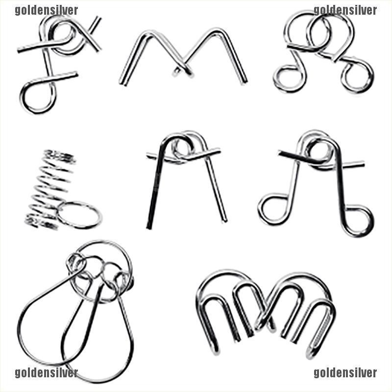 Bộ 8 đồ chơi giải đố bằng kim loại rèn luyện trí não