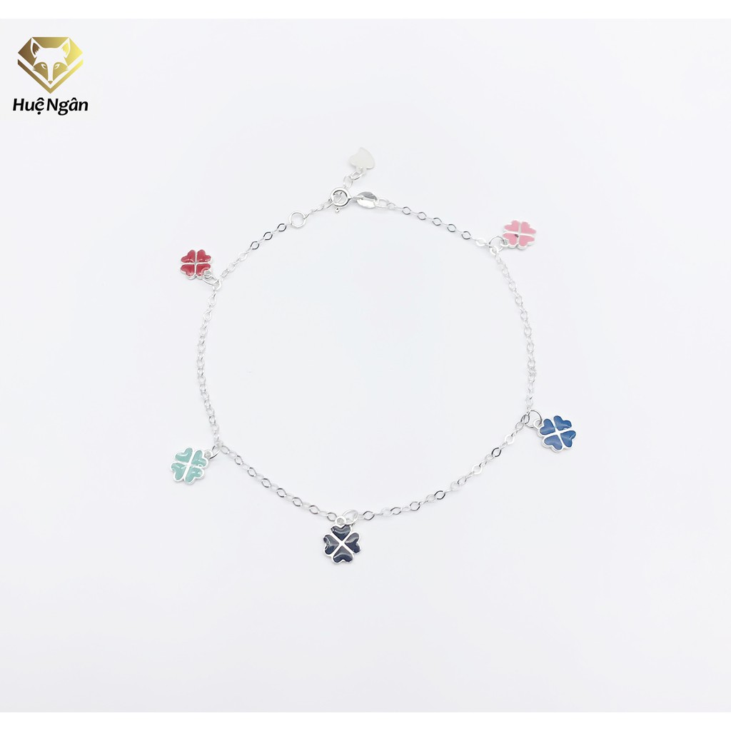 Lắc chân bạc Ý 925 Huệ Ngân - Cỏ Bốn Lá May Mắn JL026