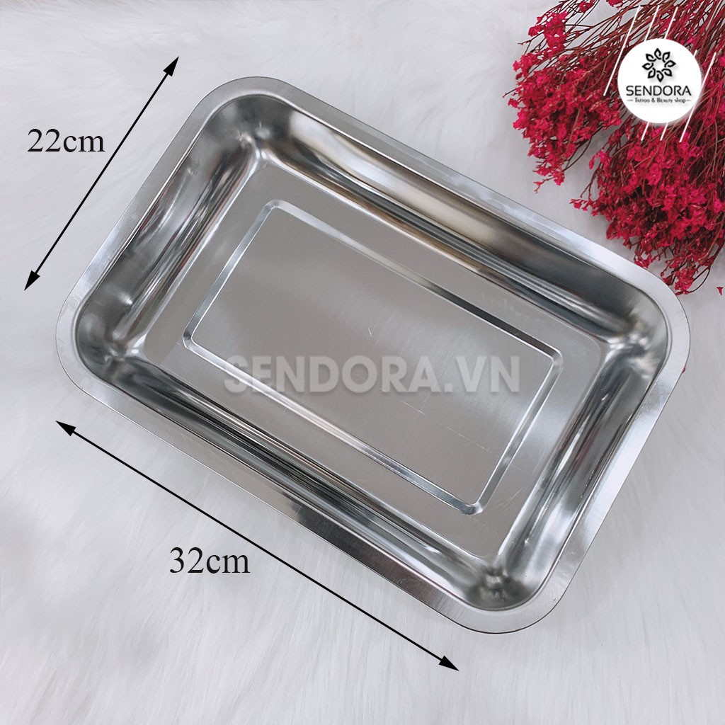 Khay inox hình chữ nhật đựng dụng cụ y tế, phun xăm