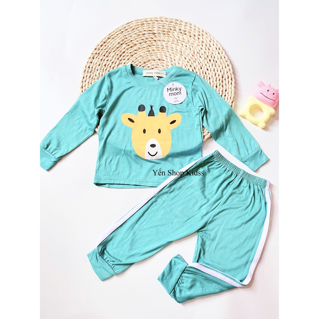 Sale !!! Bộ Dài Tay  Minky Mom Họa Tiết Động Vật   Voi Xanh- Gấu Vàng Cho Bé  Yêu (6-19kg)(1241)