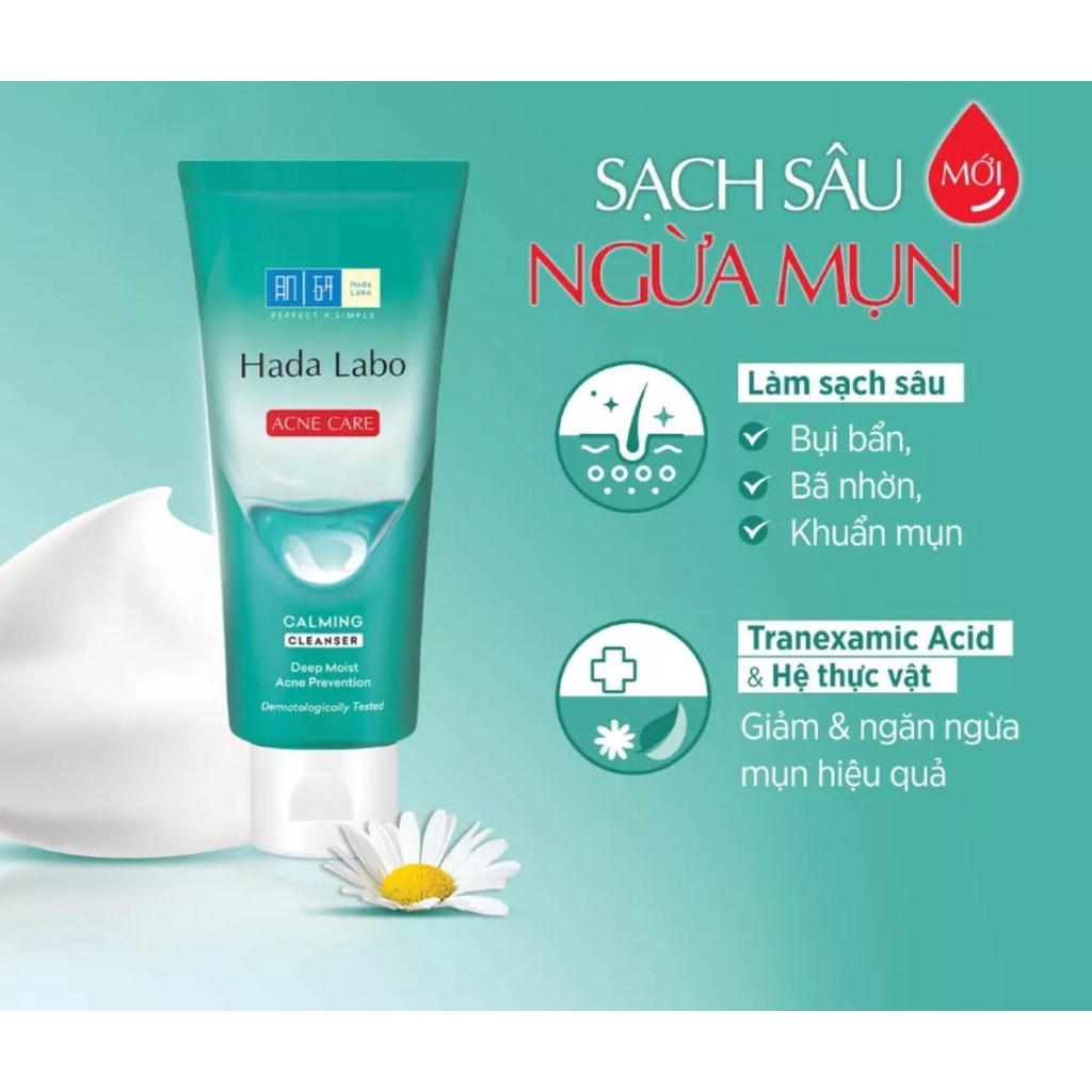 Kem Rửa Mặt Cho Da Mụn Và Nhạy Cảm Hada Labo Acne Care 80g