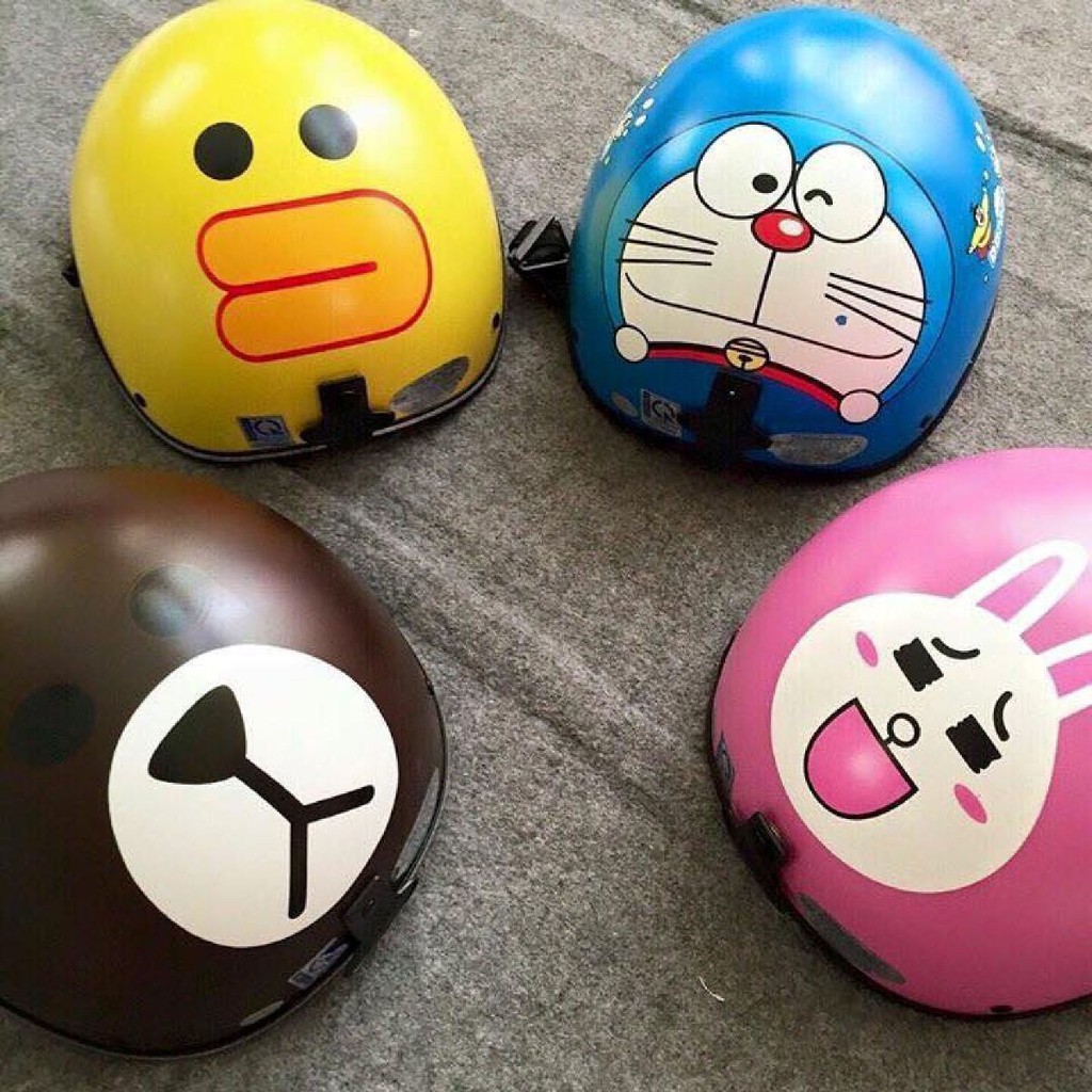 Combo mũ nón bảo hiểm nửa đầu 1/2 Gấu Brown