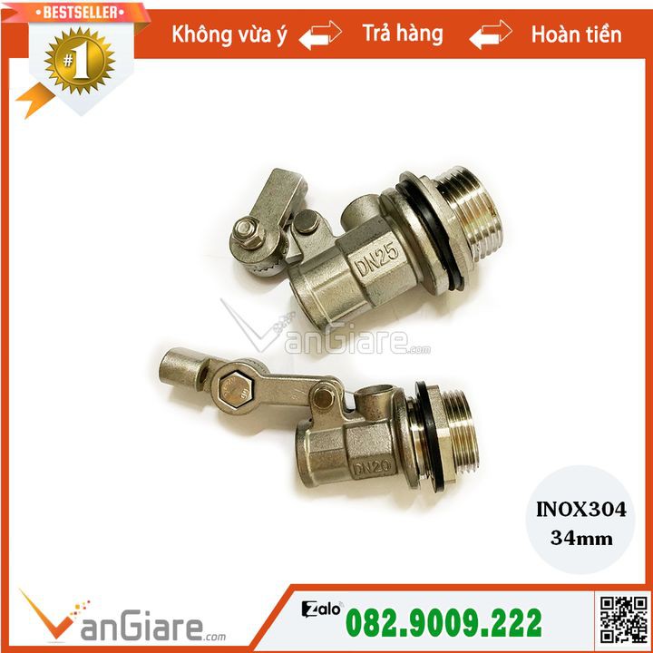 Van phao cơ Inox 304 34 Đài Loan (Tốt)