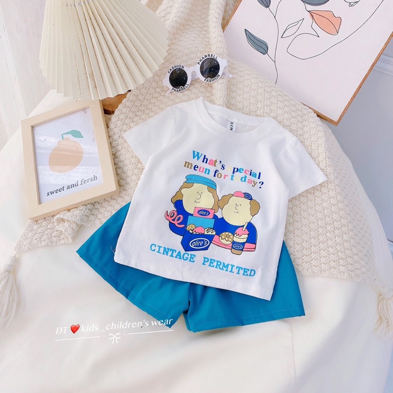 [2-8 tuổi] B2456 Bộ bé gái áo cotton quần thô mềm cho bé từ 16-28kg