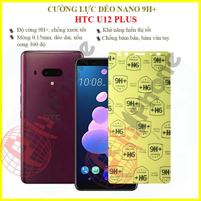 Dán cường lực dẻo nano trong hoặc nhám cho HTC U12 Plus