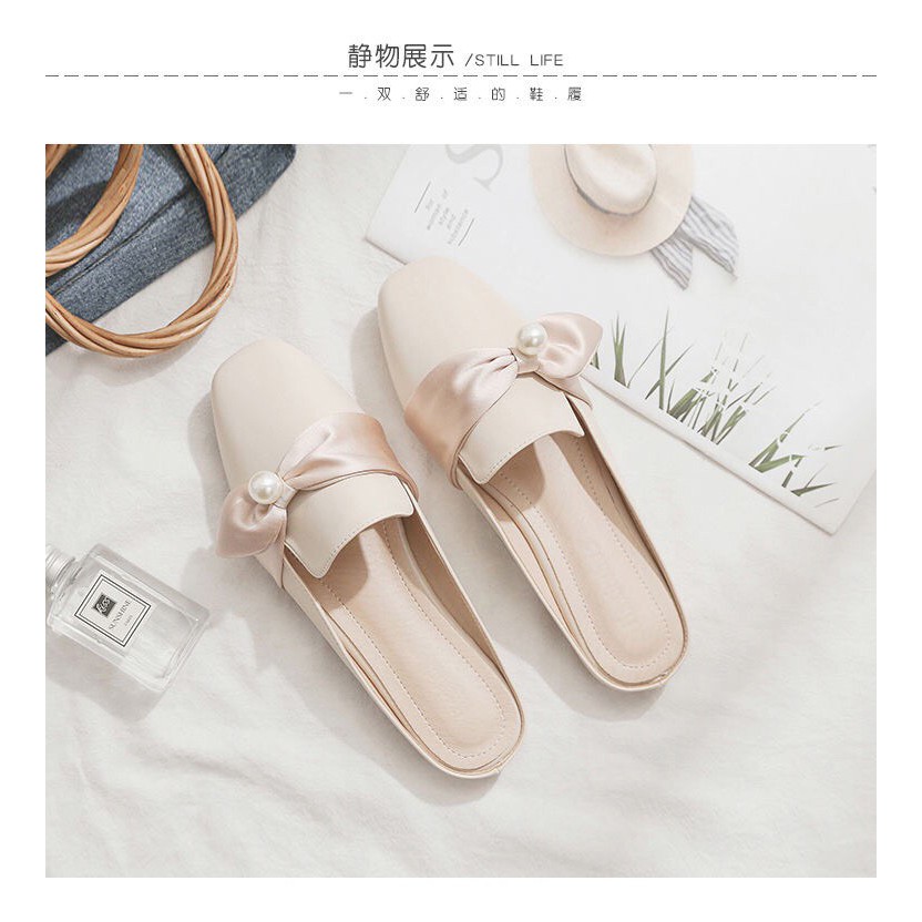 BEESHOES- GIÀY SỤC NƠ DA NHUNG MŨI VUÔNG - SỤC THỜI TRANG NỮ ĐẾ BỆT SIÊU ÊM VÀ MỀM MÀU KEM 2008031 | BigBuy360 - bigbuy360.vn