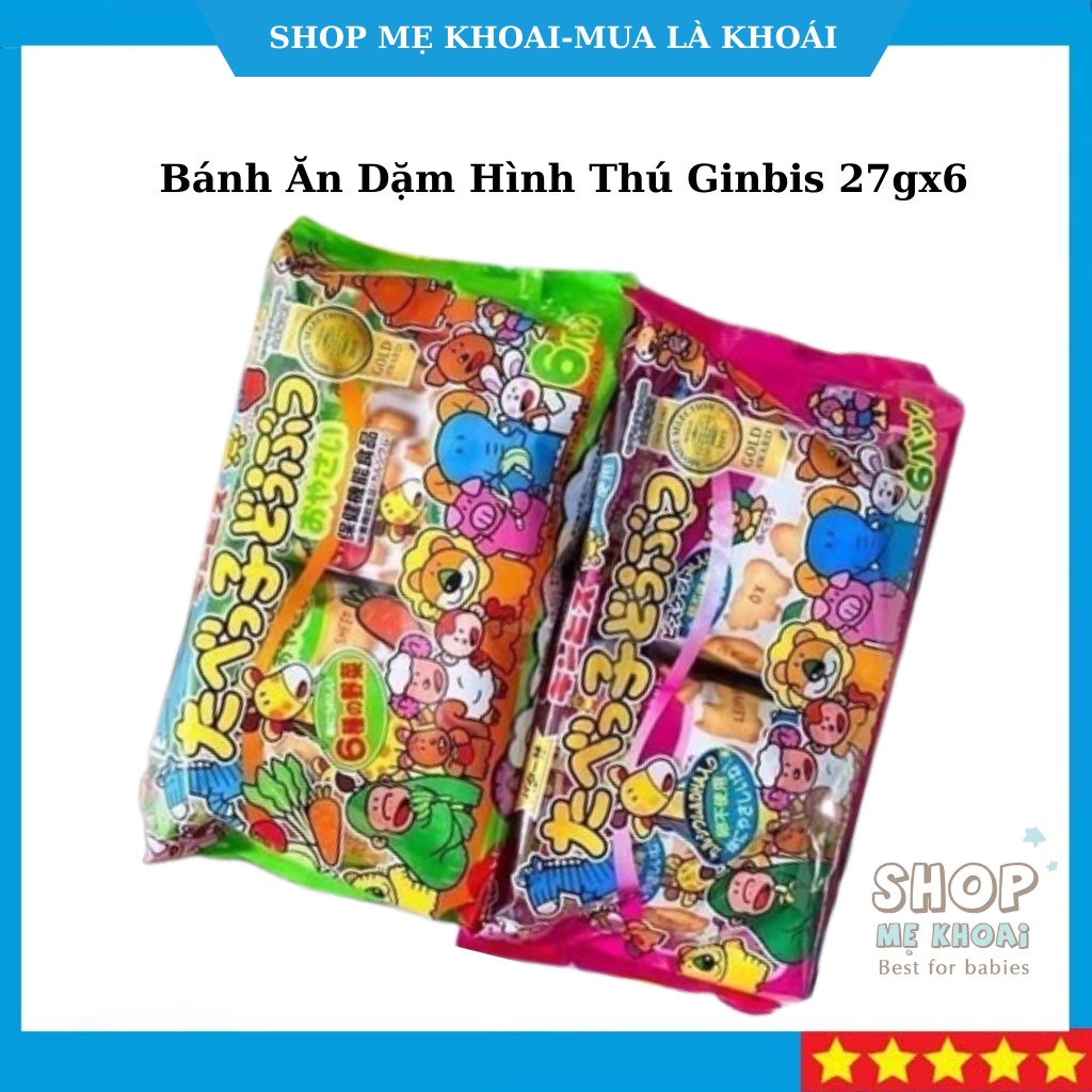 Bánh quy Ăn Dặm Hình Thú Ginbis 27gx6 date T10/2022