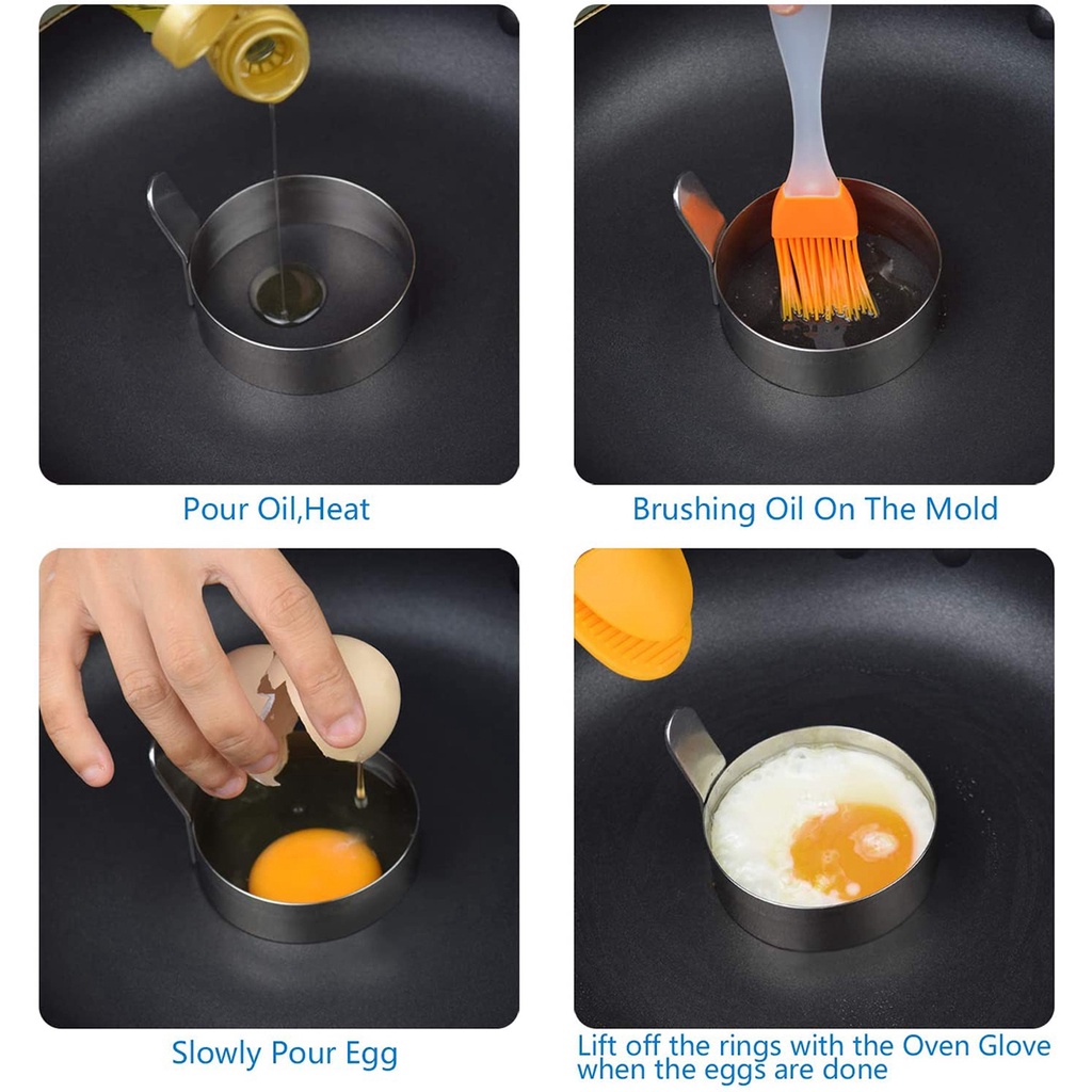 Set vòng chiên trứng SJJL bằng thép không gỉ chống dính