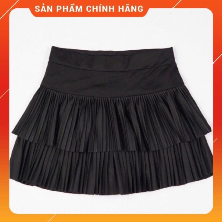 ( có quần lót trong ) ✅ Chân váy bầu xếp li 2 tầng thời trang bầu teen màu nâu,đen (Ảnh thật phía sau)