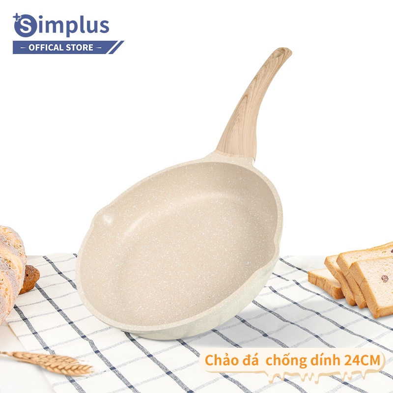 Bộ nồi chảo chống dính Vanila Simplus size 26-28cm dụng cụ nấu ăn đa năng chuyên dụng dùng được cho bếp từ bếp gas