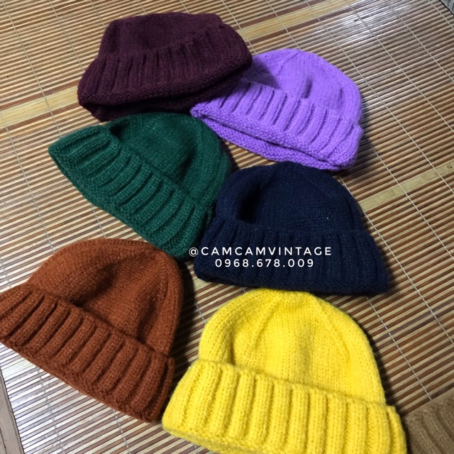 [ SẴN ] Mũ len mũ Beanie vành ngắn gân xốp dày dặn tone màu Vintage loại mịn xịn