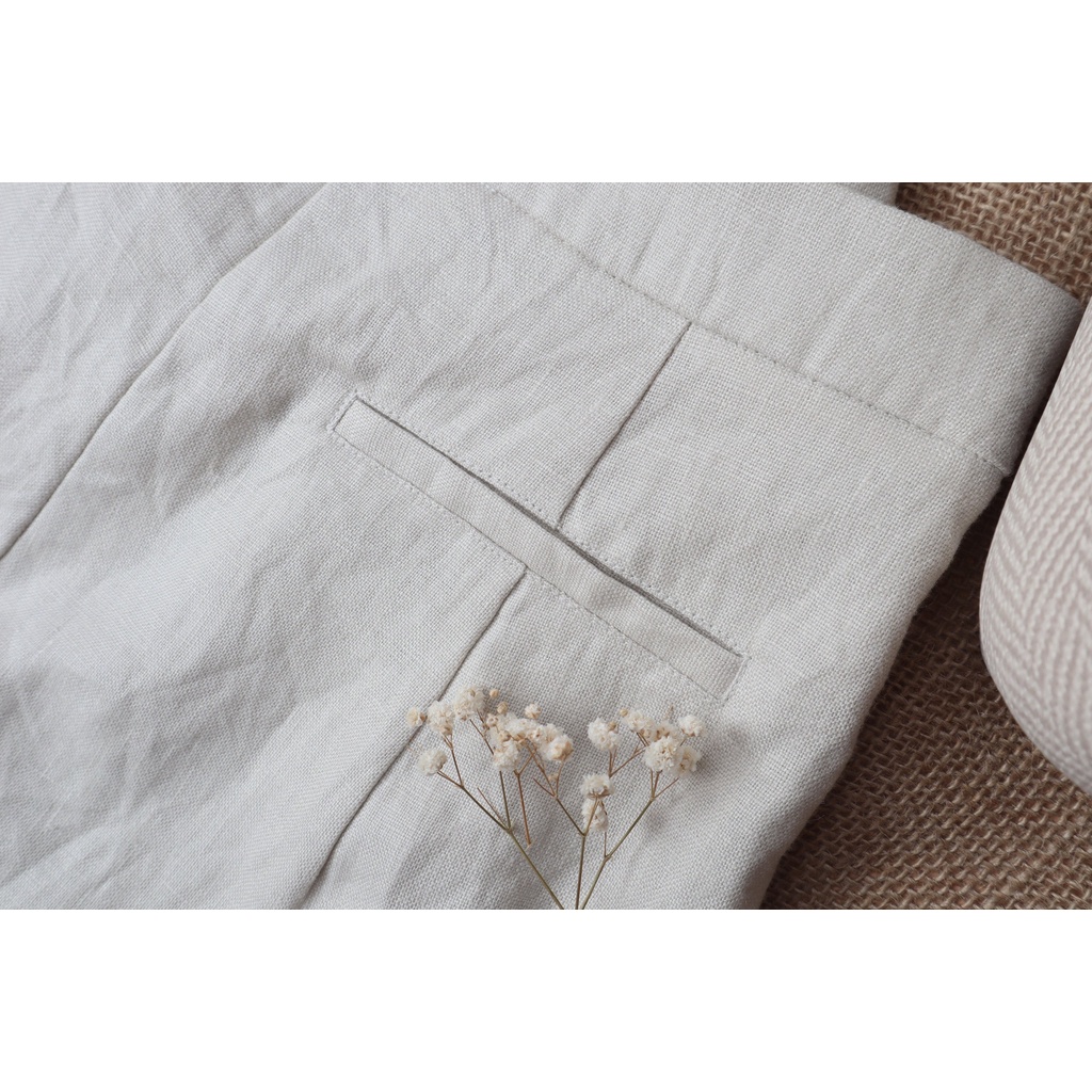 Set áo quần vest Linen tưng KANAMY tay lỡ màu begei