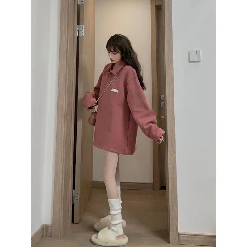 Áo Hoodie Nữ Dài Tay Cổ Tròn Thời Trang Hàn