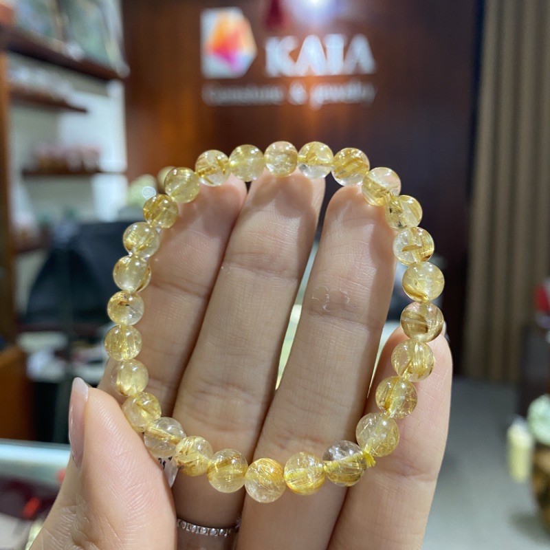 Vòng tay phong thủy thạch anh tóc vàng cho người mệnh Kim, mệnh Thổ - KAIA