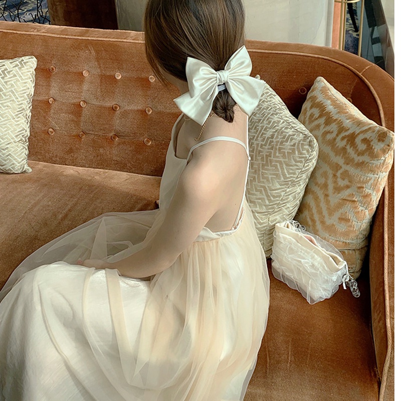 IELGY Đầm Dài Không Tay Cổ Chữ V Màu Trơn Thời Trang Dành Cho Nữ