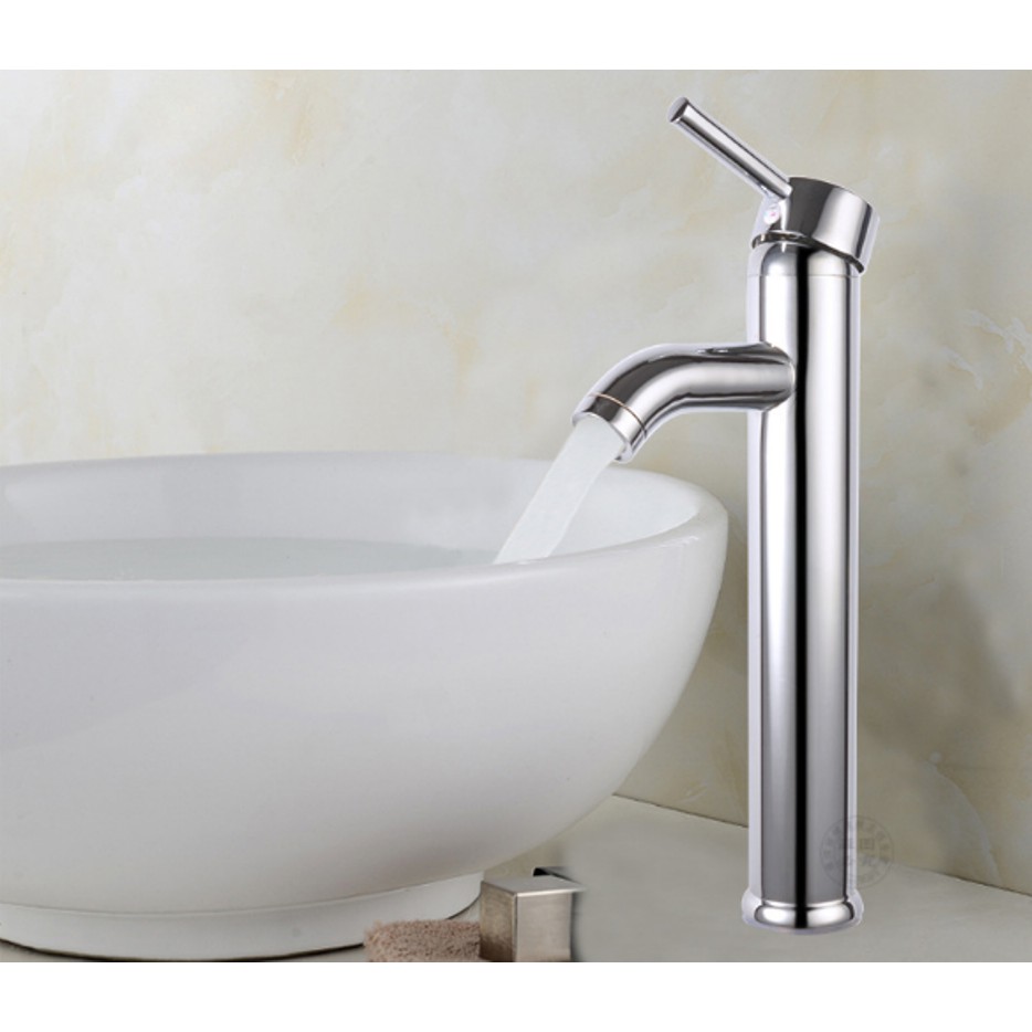 Vòi Lavabo nóng lạnh cao cấp màu trắng dài hợp kim - dùng cho lavabo đặt bàn