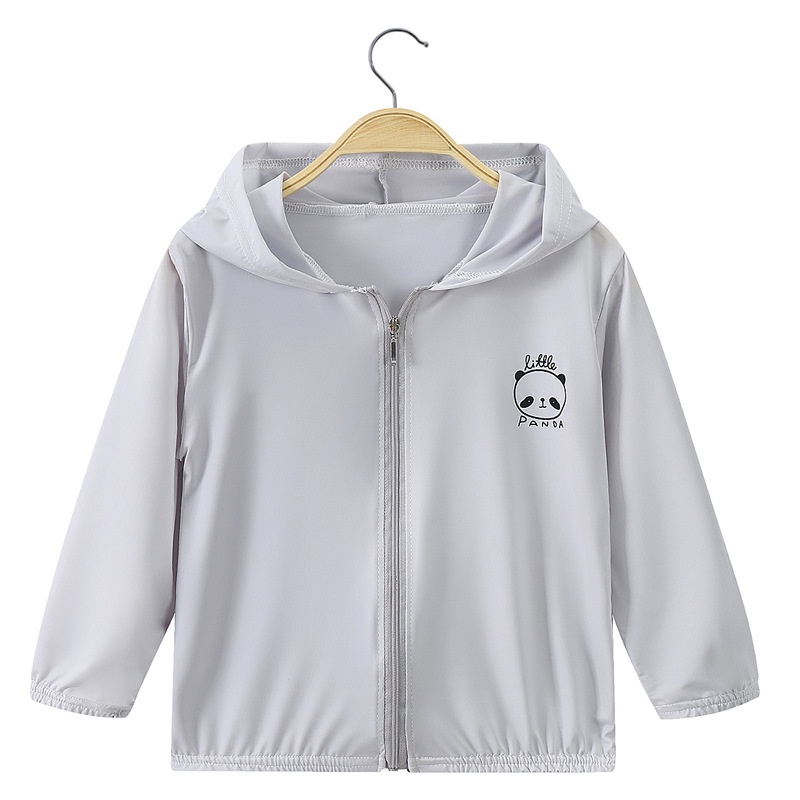 Áo Khoác Chống Nắng Bằng Lụa Lạnh Thoáng Khí Có Mũ Trùm 80-150cm Cho Bé