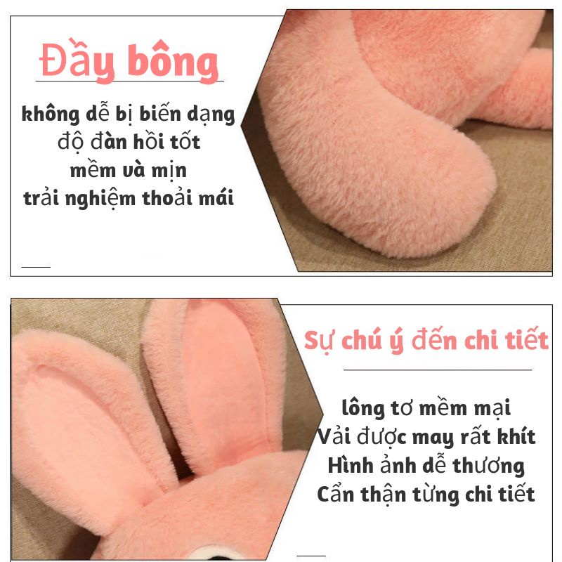 Gấu bông Thú nhồi bông Thỏ Hình kéo tai dài sáng tạo 100cm 80cm 60cm