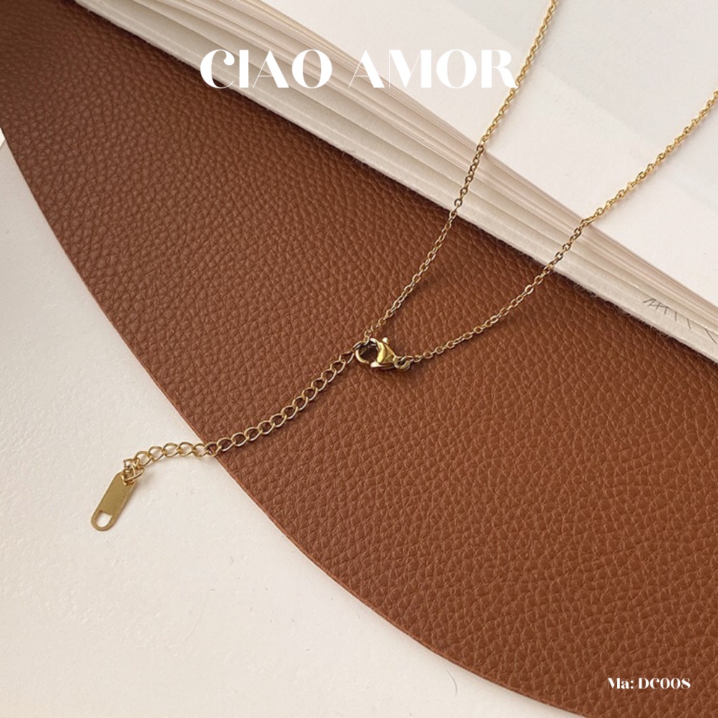 Dây chuyền nữ , vòng cổ titan vuông dài mạ vàng 18k không phai màu - Trang sức Ciao Amor - Mã DC008