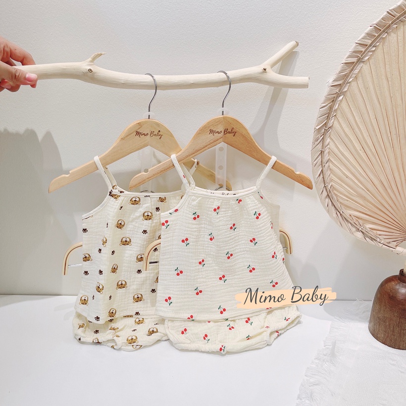 Bộ xô muslin 2 dây đáng yêu Mimo Baby cho bé QA25