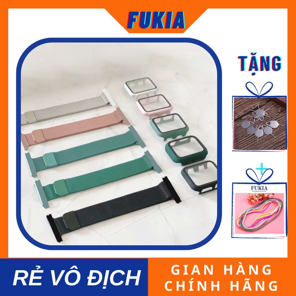 COMBO dây thép Coteetci và ốp liền kính cho Apple Watch đồng Hồ Thông Minh iWatch series 1/2/3/4/5/SE size 38/40/42/44