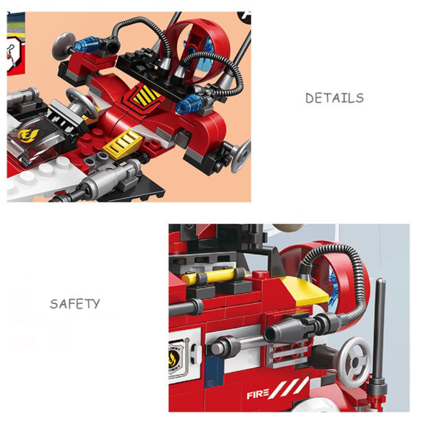 [906 CHI TIẾT-HÀNG CHUẨN] BỘ ĐỒ CHƠI XẾP HÌNH LEGO Lính Cứu Hỏa, Lắp Ghép Xe Cứu Hỏa