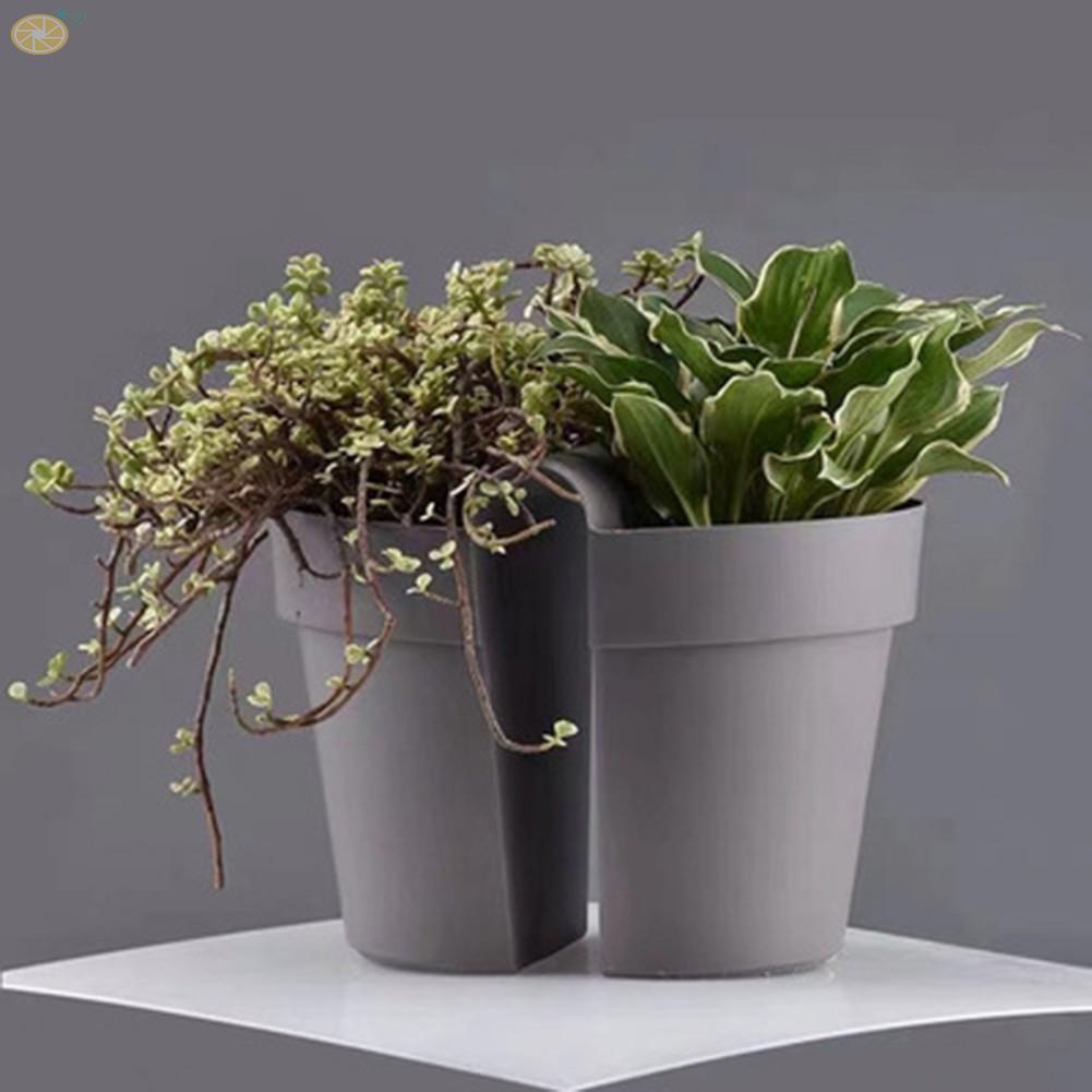 【VARSTR】Plant Pots Hanging Large PP Metal Resin Planter Easy Attach Rail Fence