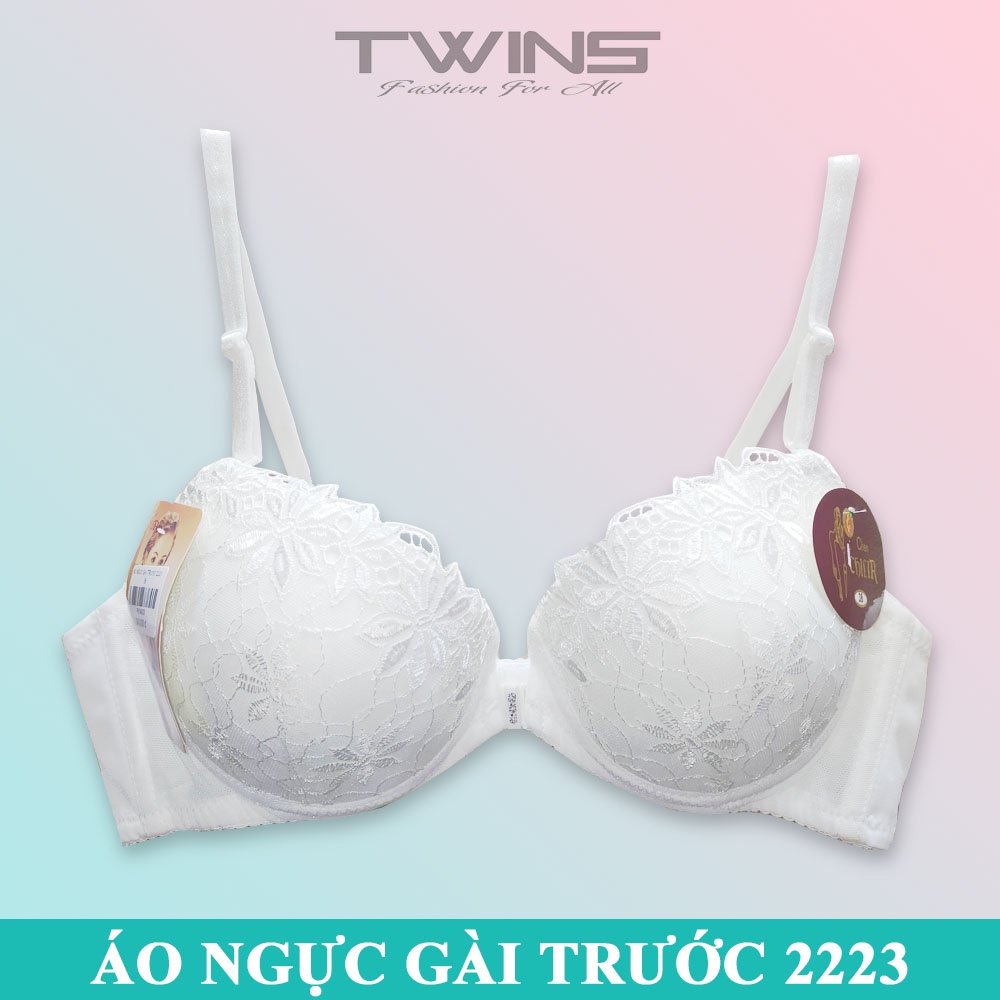 Áo ngực nữ ren cài trước nâng ngực SD2223 có gọng cúp xéo mút dày mềm mịn size 32-34-36-38