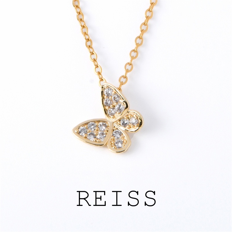 Vòng cổ Mạ Vàng 18k Mặt Hình Bướm Đính Đá Zircon Thời Trang Cho Nữ