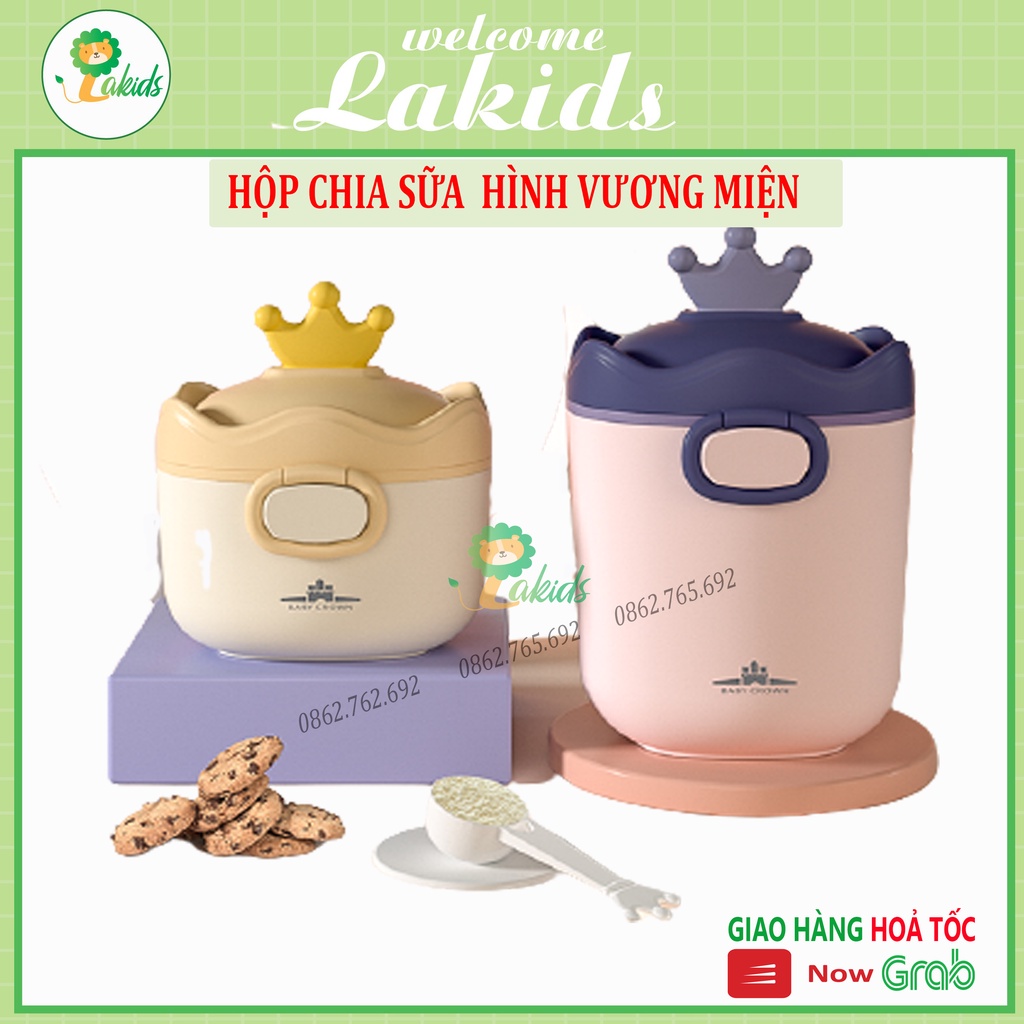 Hộp chia sữa bột cho bé hộp đựng đồ khô hình vương miện cao cấp hãng Baby Crowt tiệt trùng được Lakids