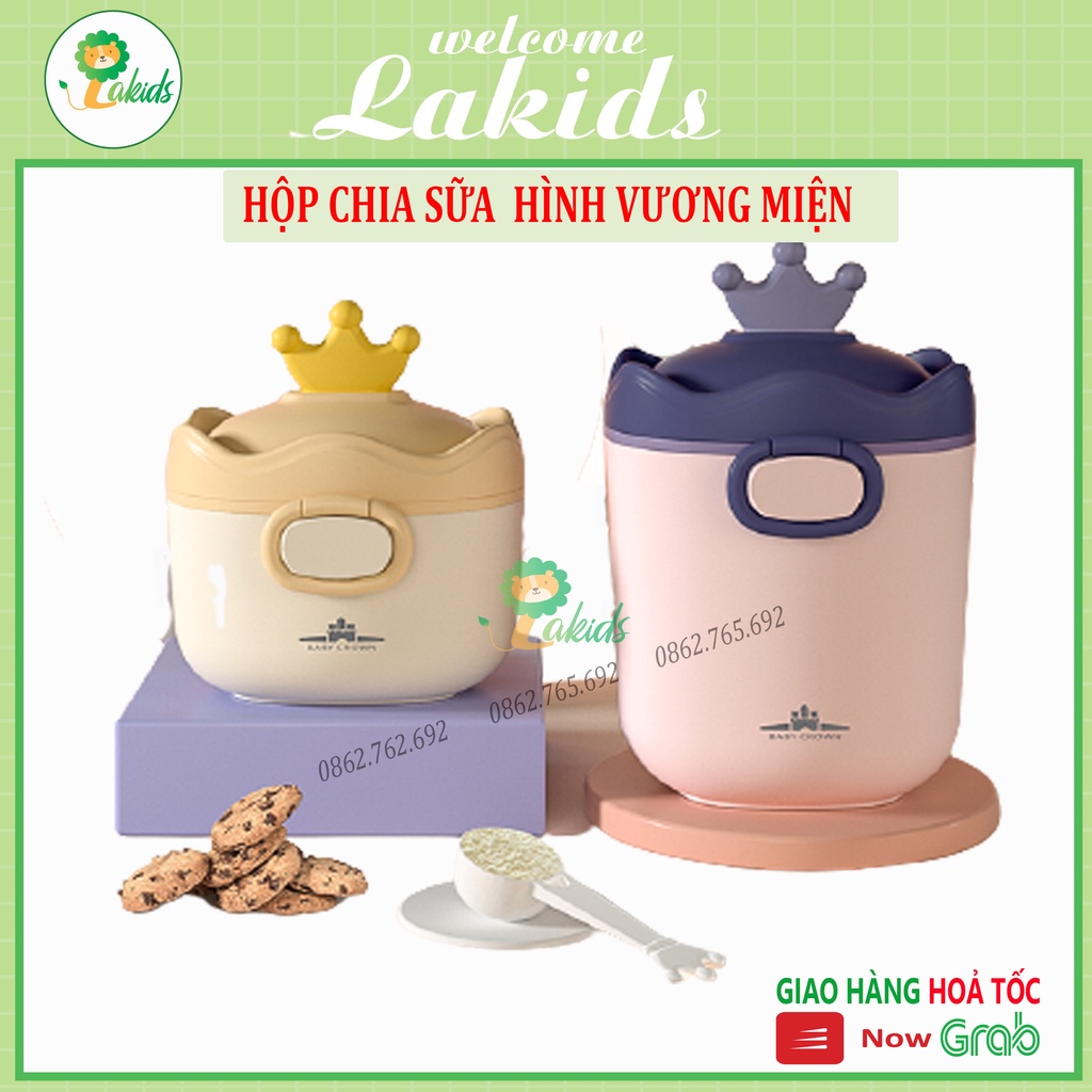 Hộp chia sữa bột cho bé hộp đựng đồ khô hình vương miện cao cấp hãng Baby Crowt tiệt trùng được Lakids