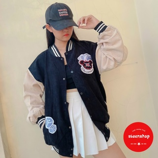 Áo Bomber nhung tăm DeepEnd cúc bấm nam nữ