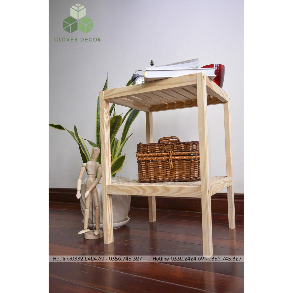 Tab Đầu Giường 2 Tầng  Gỗ Thông- Clover Decor - Phong cách Hàn Quốc | BigBuy360 - bigbuy360.vn
